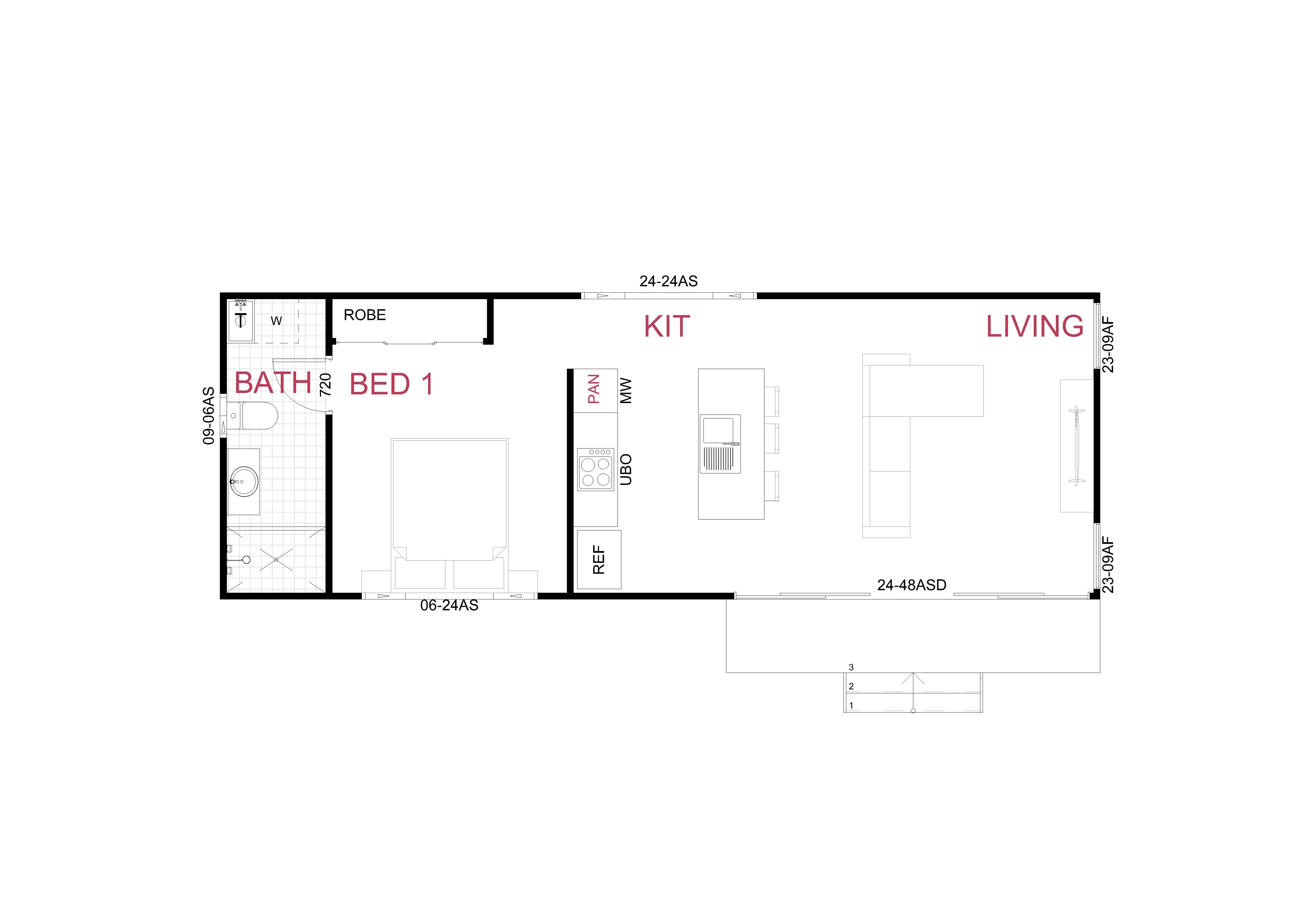 1 bedroom Opalite floor plan
